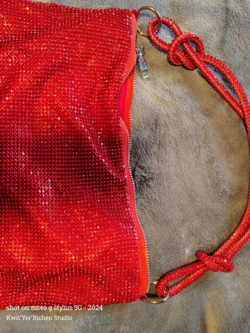 Red Rhinestone Sparkly Evening Bag